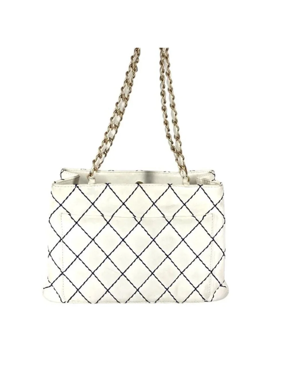 Chanel Shoulder Bag CC Logo Leather White